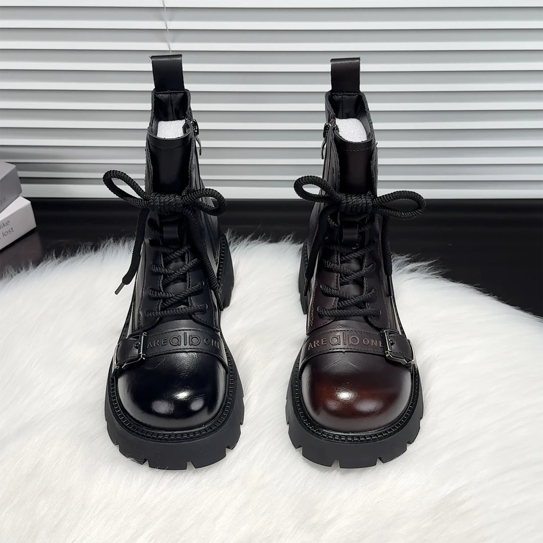 小个子时尚厚底增高马丁靴女2025年秋冬季新款英伦风百搭短筒靴子