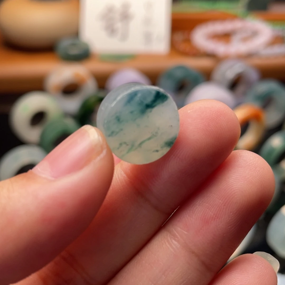 未镶嵌定制翡翠  冰牛仔蓝戒心