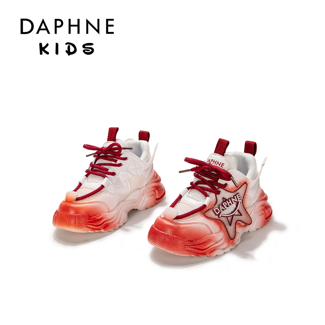 达芙妮Daphne儿童2025年春秋时尚透气运动鞋百搭厚底魔术贴童鞋