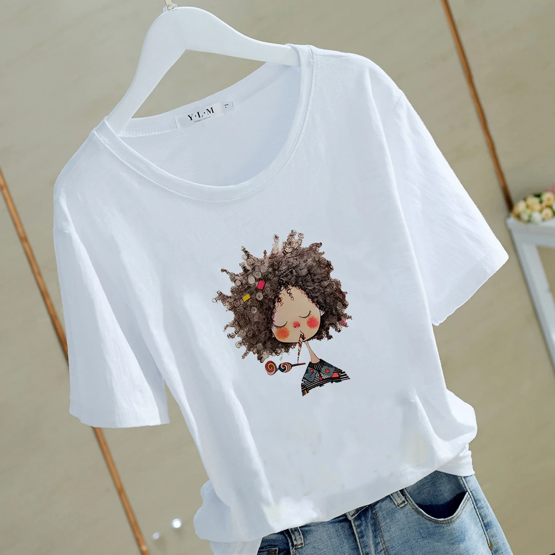 短袖休闲风2025夏季新款宽松竹节棉吸汗T恤半袖打底百搭时尚印花