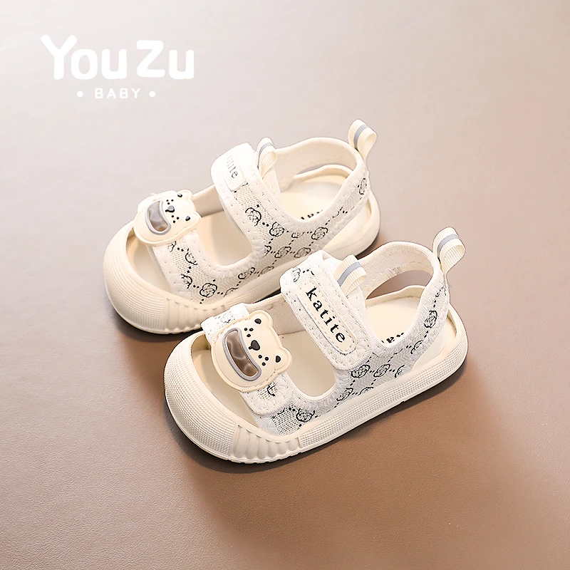 宝宝凉鞋防滑软底透气舒适小熊包头夏季1一3岁女婴儿男小童学步鞋