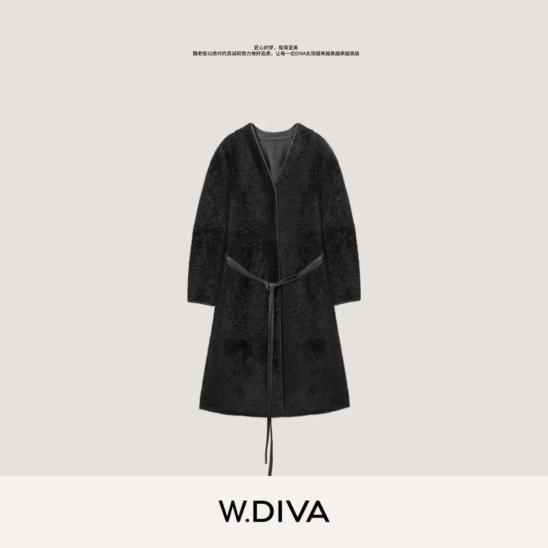 W.Diva【华尔兹】西班牙进口Baby小拉贡长款皮毛一体外套54C263157