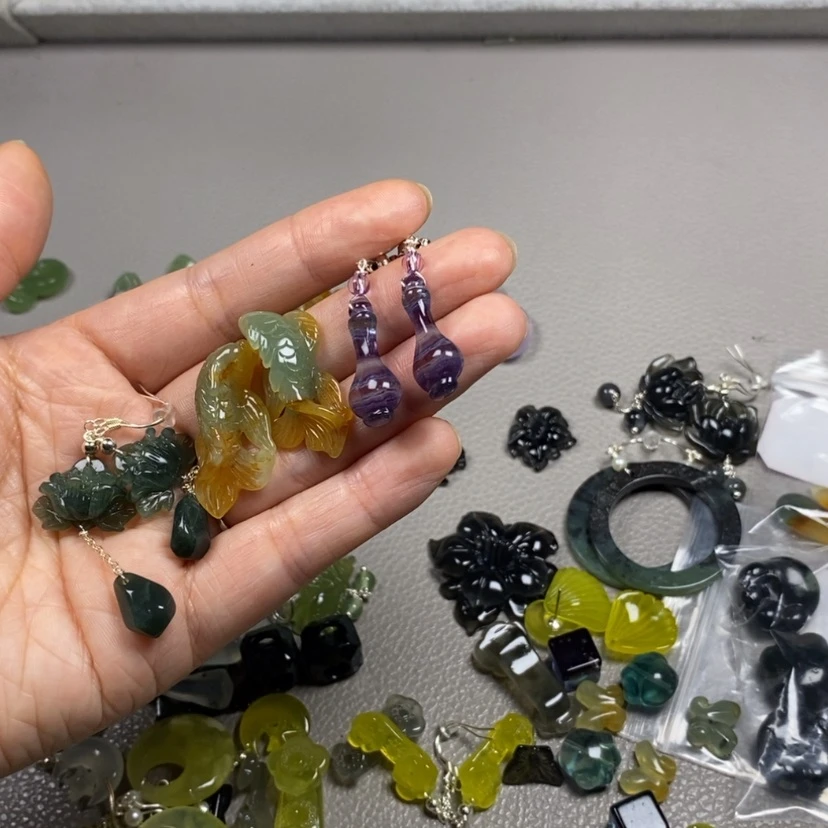【闪购商品】未镶嵌蛇纹石玉挂件耳饰耳环项链猫**令