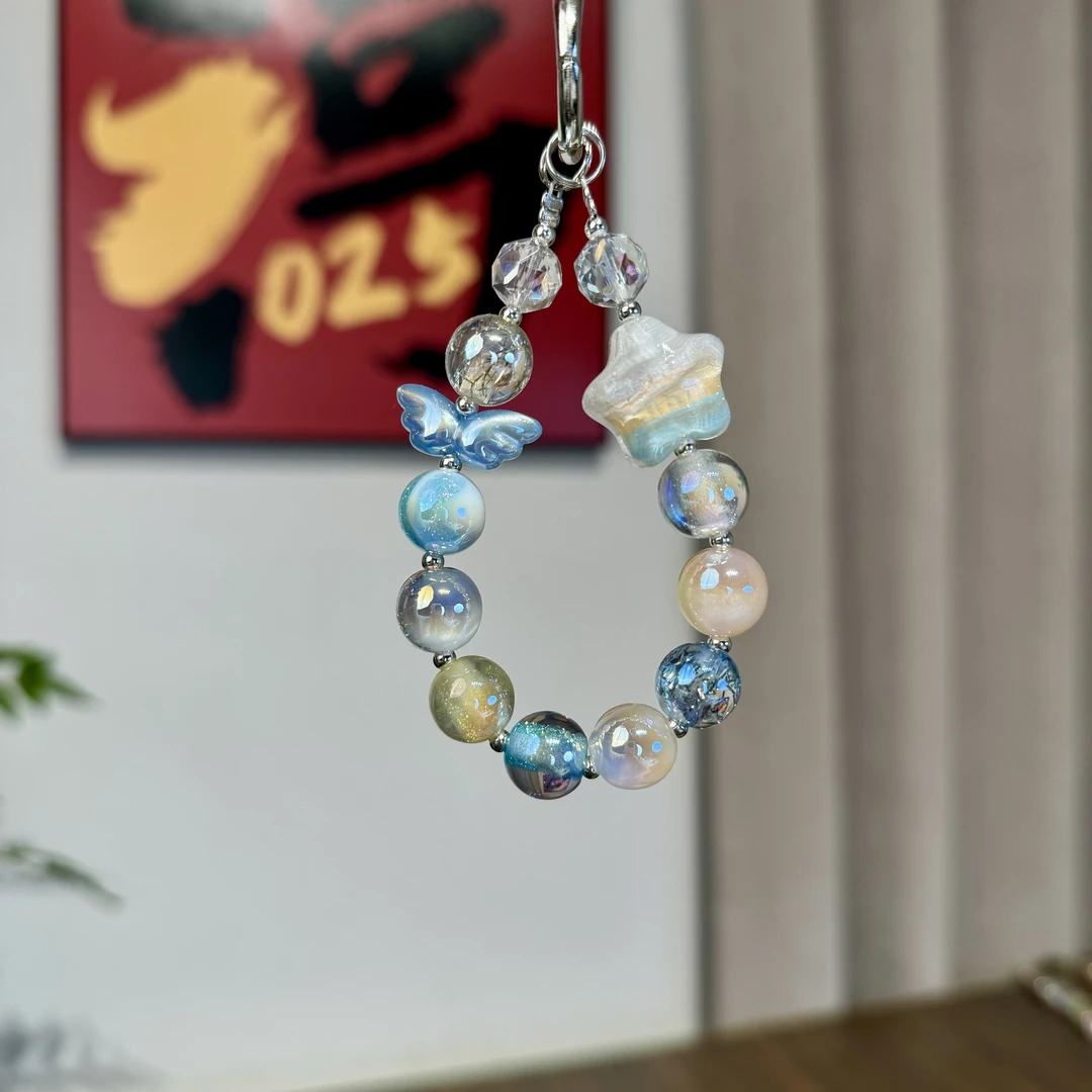 2500清川原创（非主图款）手机链小众手工梦幻设计油画星星小短链