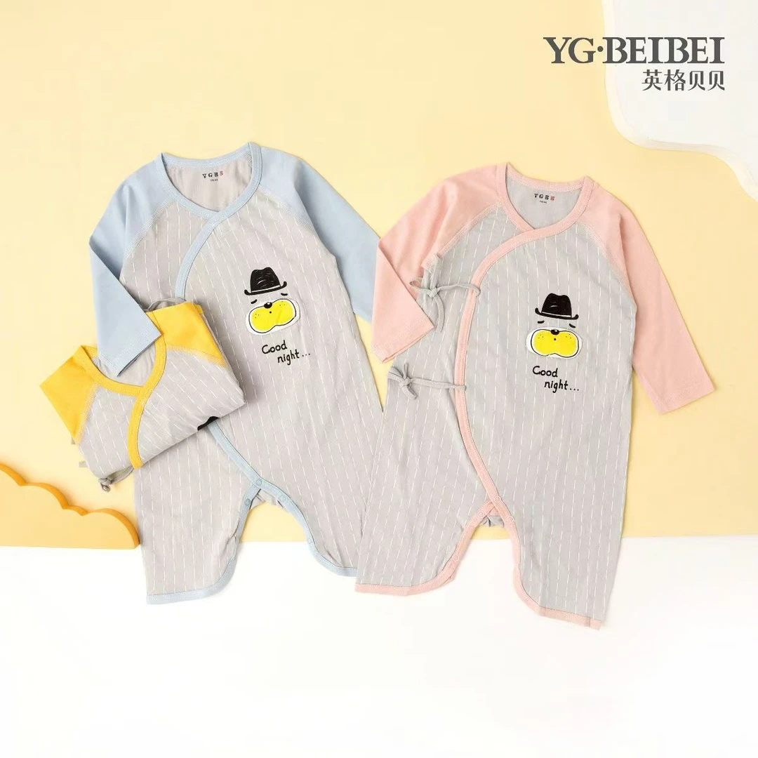 （拼直播专享21189D）布迪儿儿长袖连体衣春夏季薄款新生儿和尚服哈