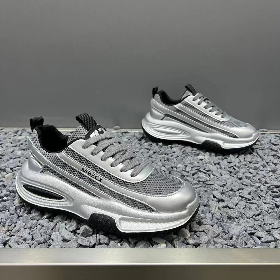 2025夏季新款低帮厚底单网舒适耐磨拼色增高百搭男款运动休闲潮鞋