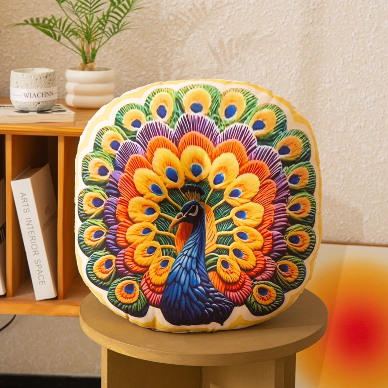 棉麻加厚防滑圆形创意家用坐垫抱枕阳台榻榻米地垫