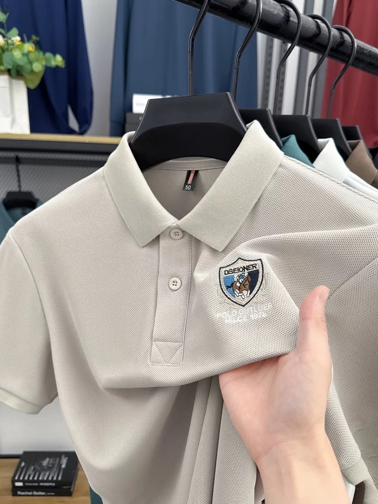 100%纯棉男装高品质潮流刺绣男士夏季Polo衫短袖百搭