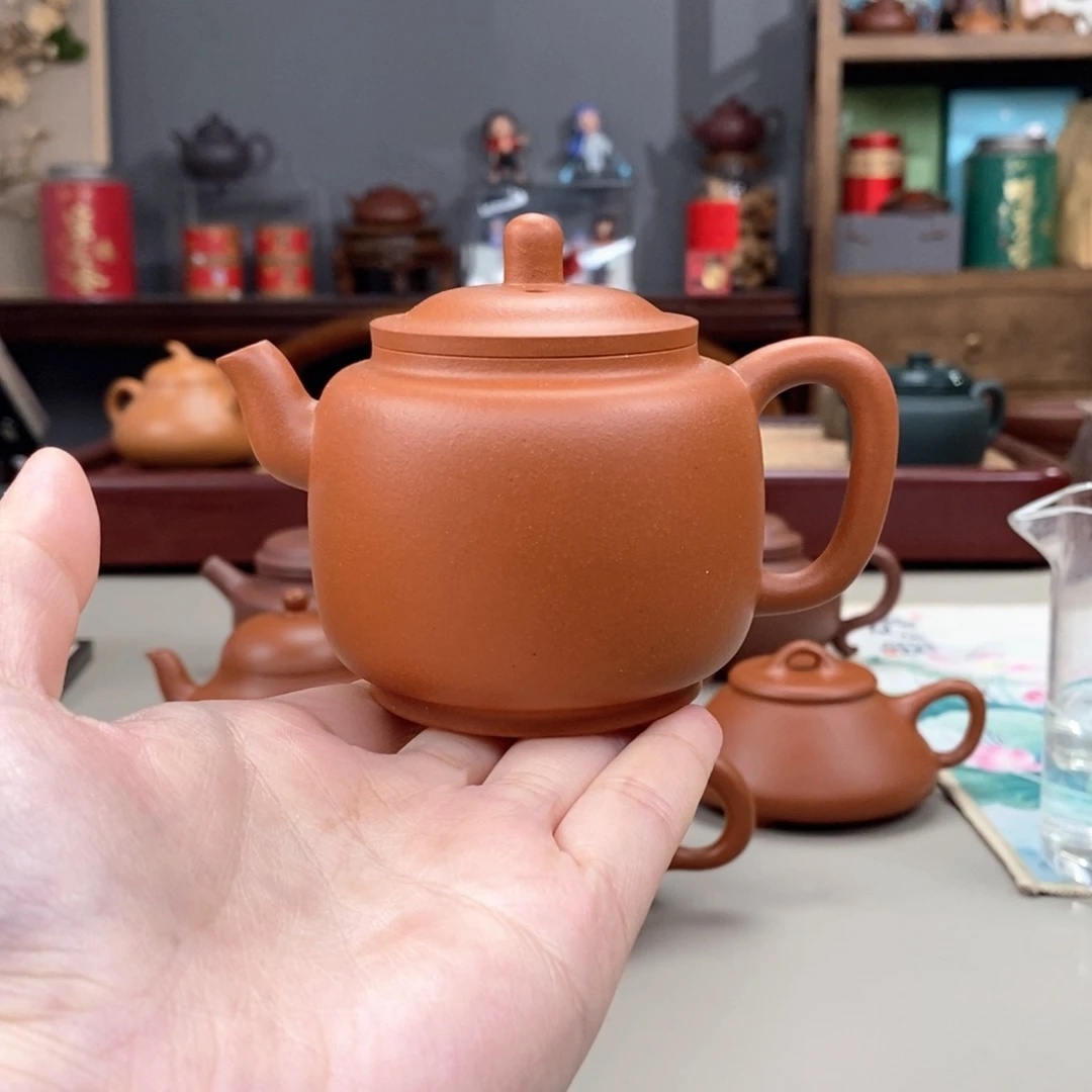 茶壶紫砂赵庄朱泥半手墨林160cc