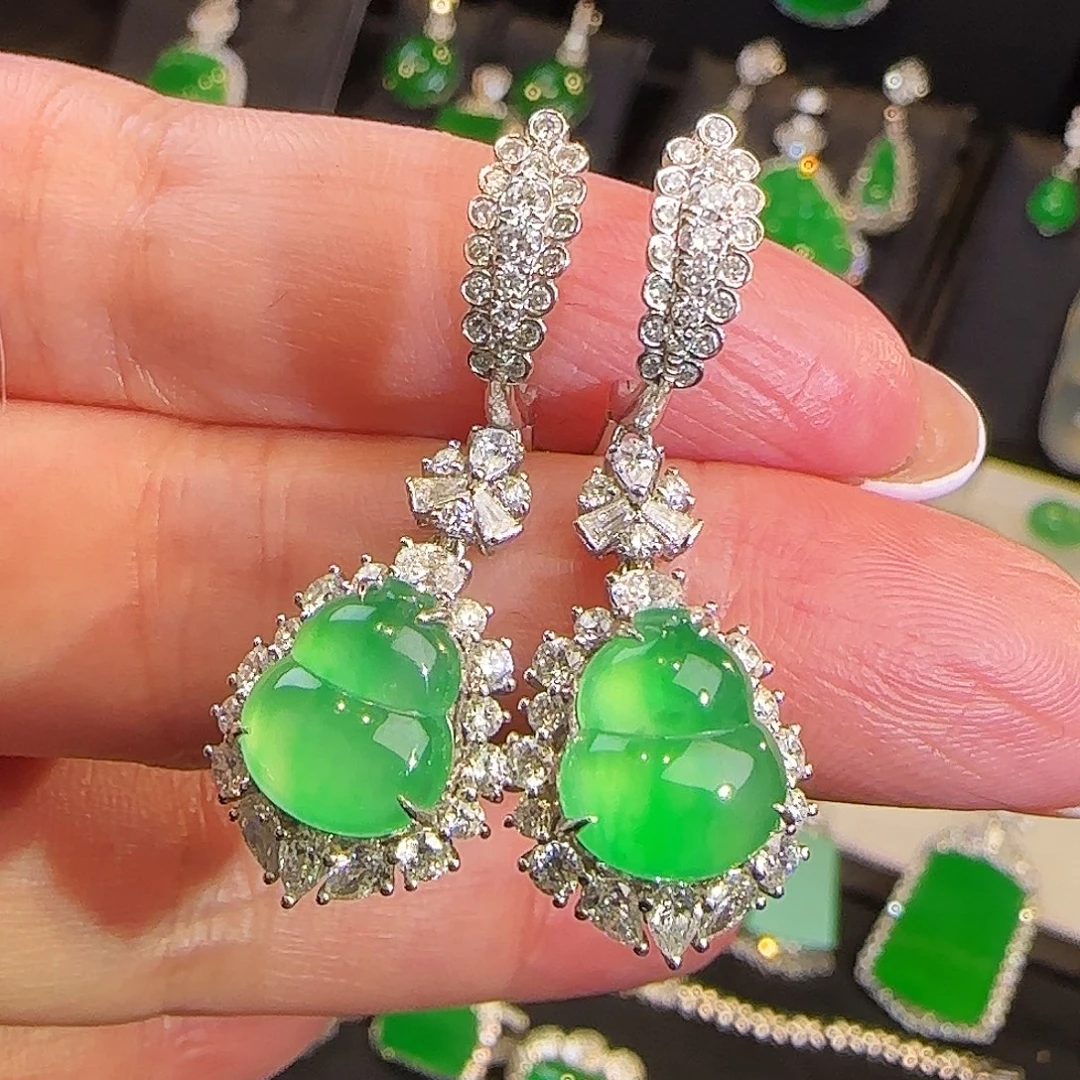 翡翠18K金镶嵌耳饰（定金链接）小六