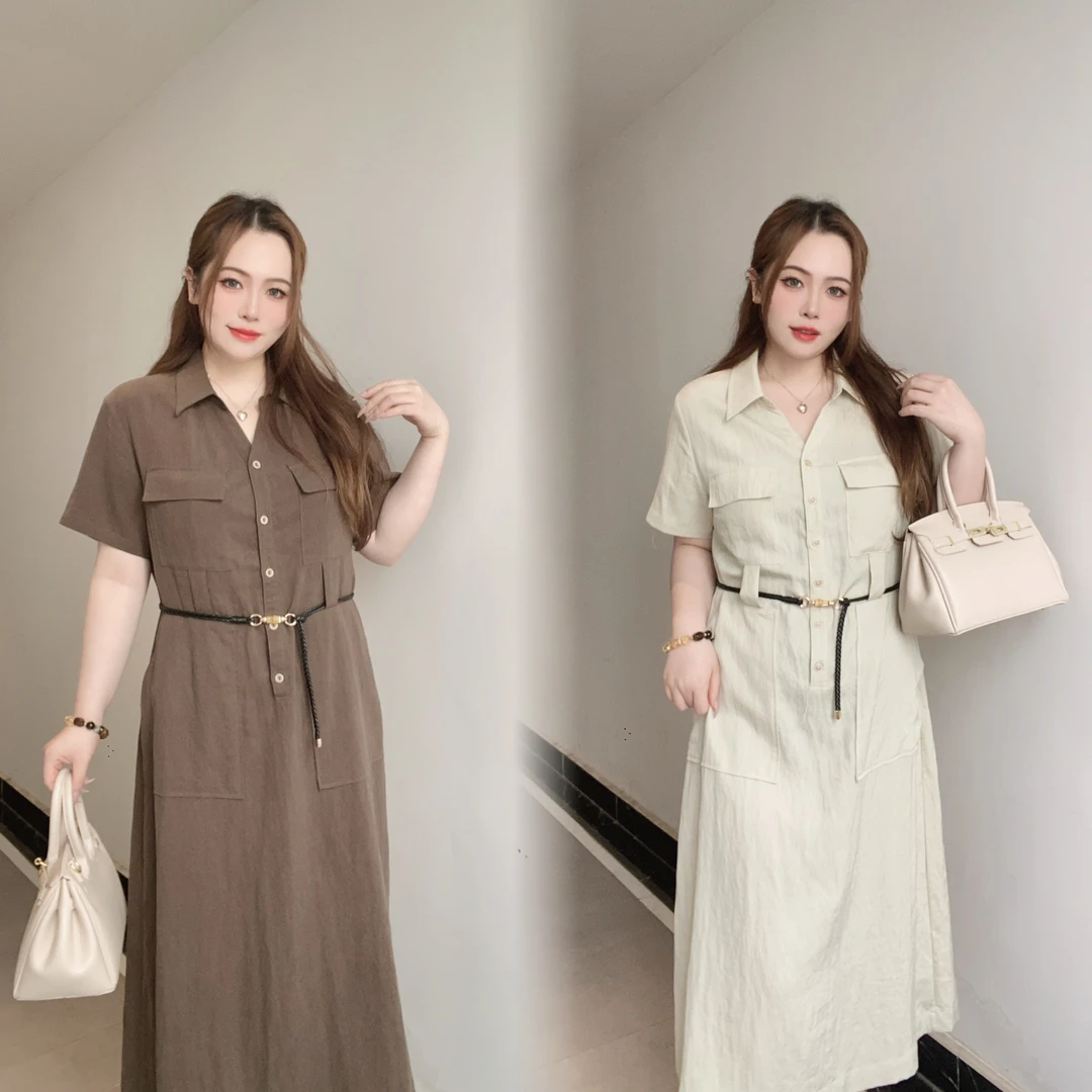 【蓝蓝】高端定制连衣裙夏季新款2025休闲女工装裙232483+252505