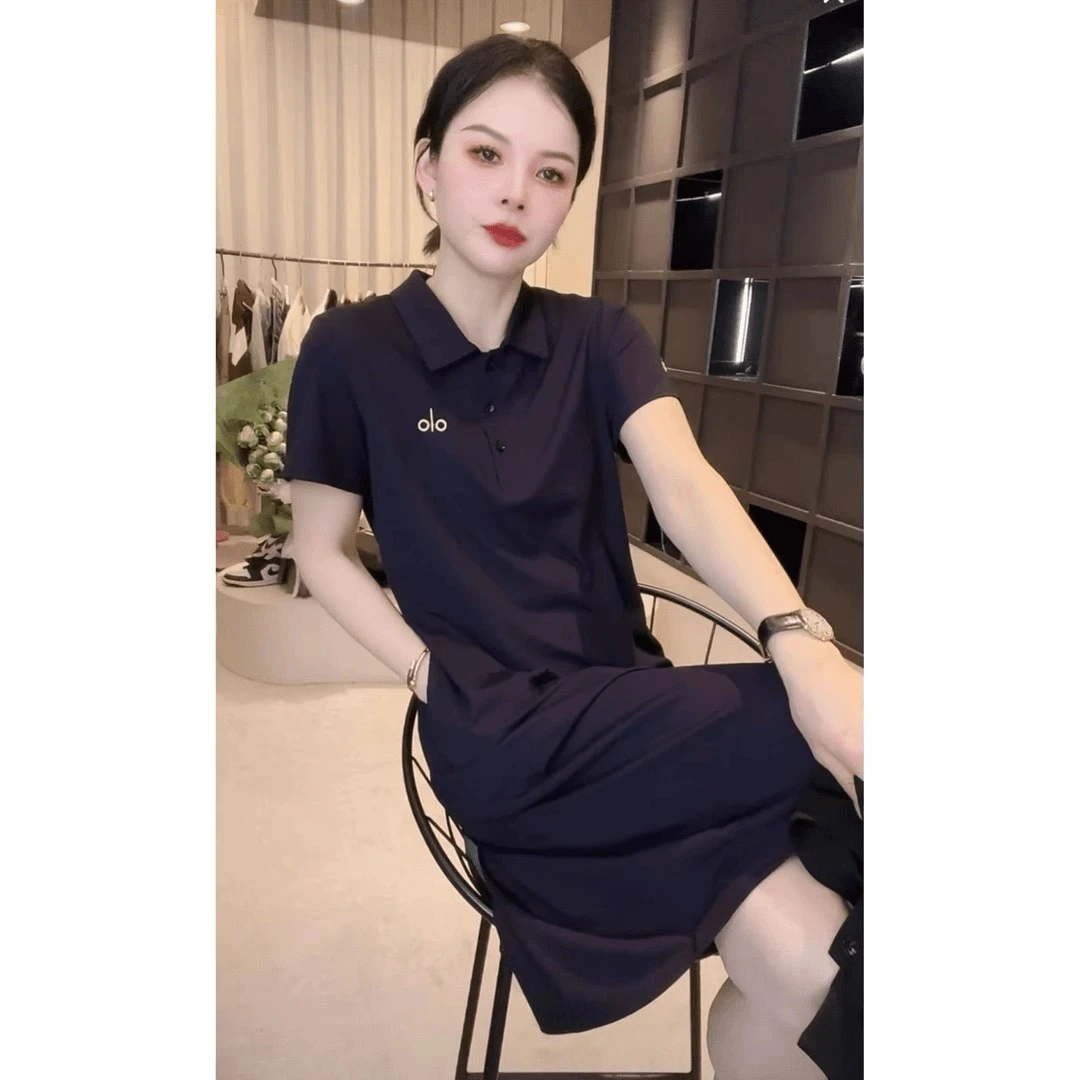 【黄小西】Polo领短袖连衣裙女夏季新款洋气气质显瘦中长裙-L610