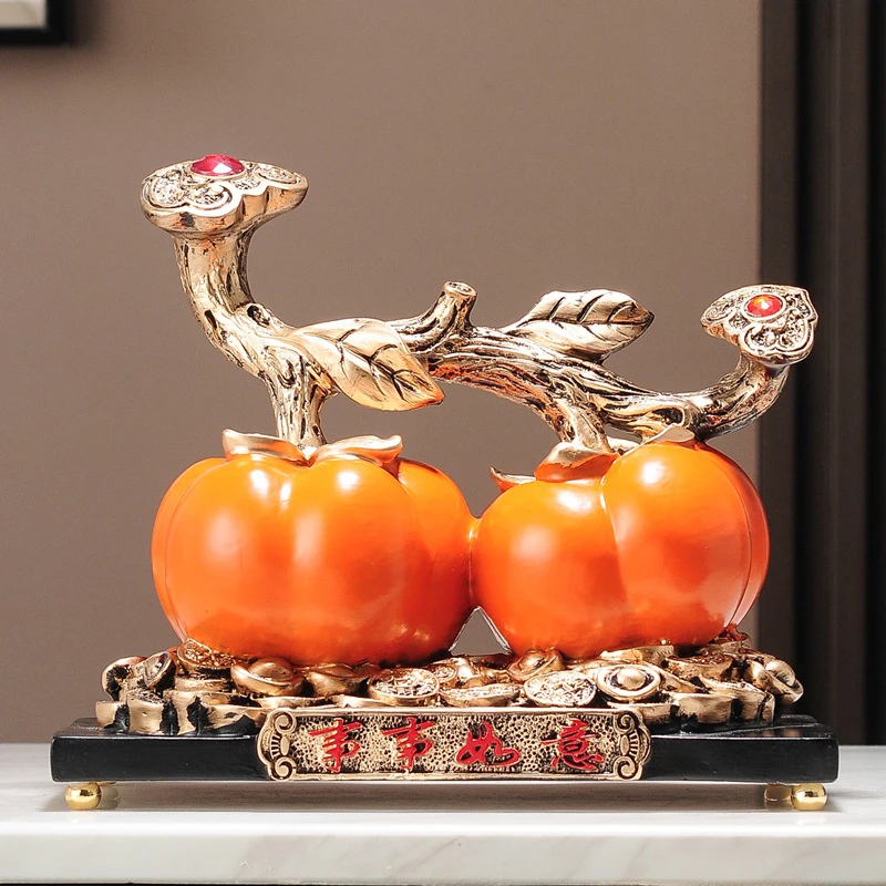 【师傅推荐】柿柿如意轻奢乔迁新居礼品客厅玄关电视酒柜装饰摆件d