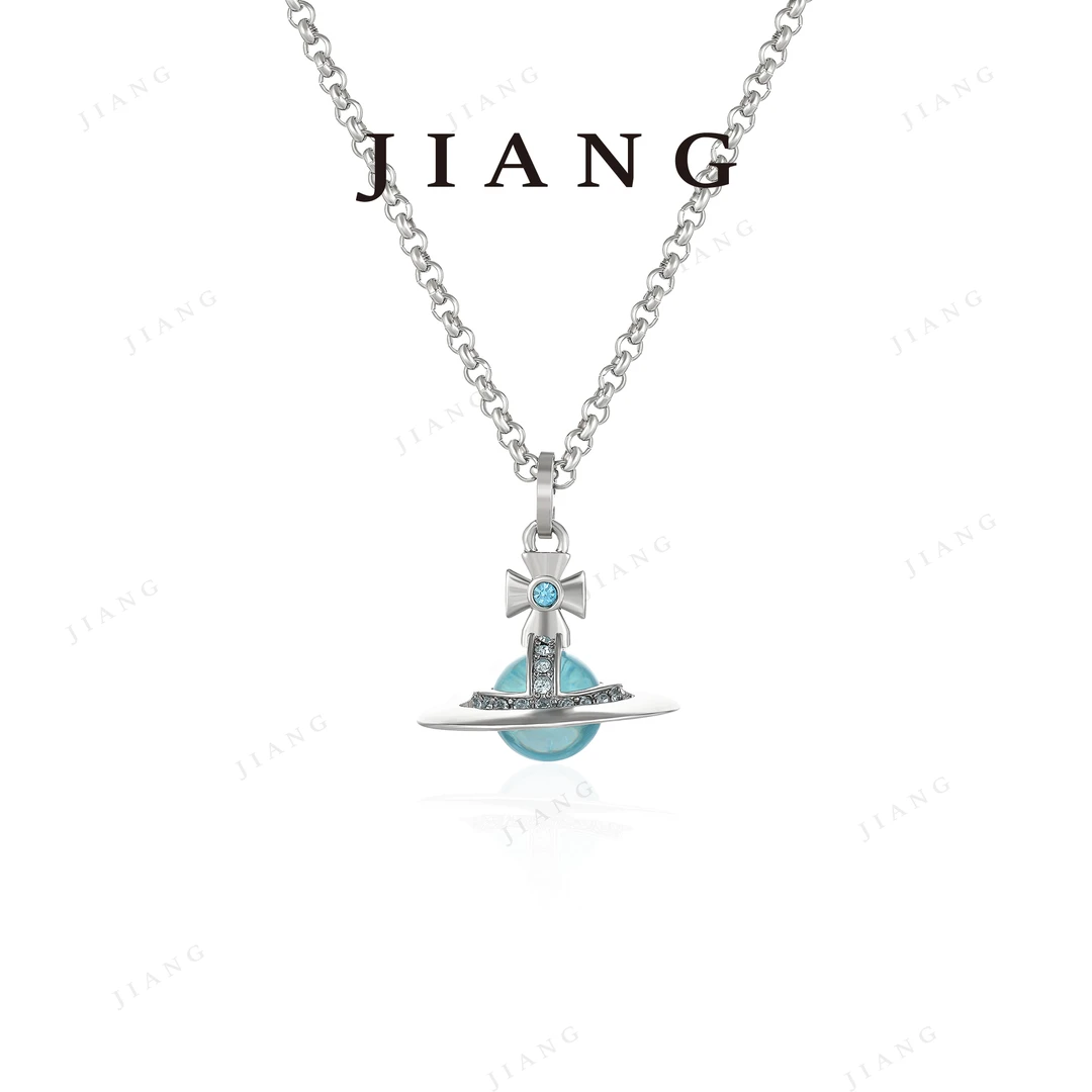 铜合金锆石项链 镀K金【蓝调星芒】轻奢气质小众星球项链 4622