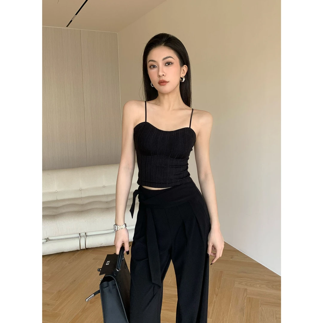 JIJINQI时尚气质显瘦无袖夏季短款吊带背心上衣JINQD0215