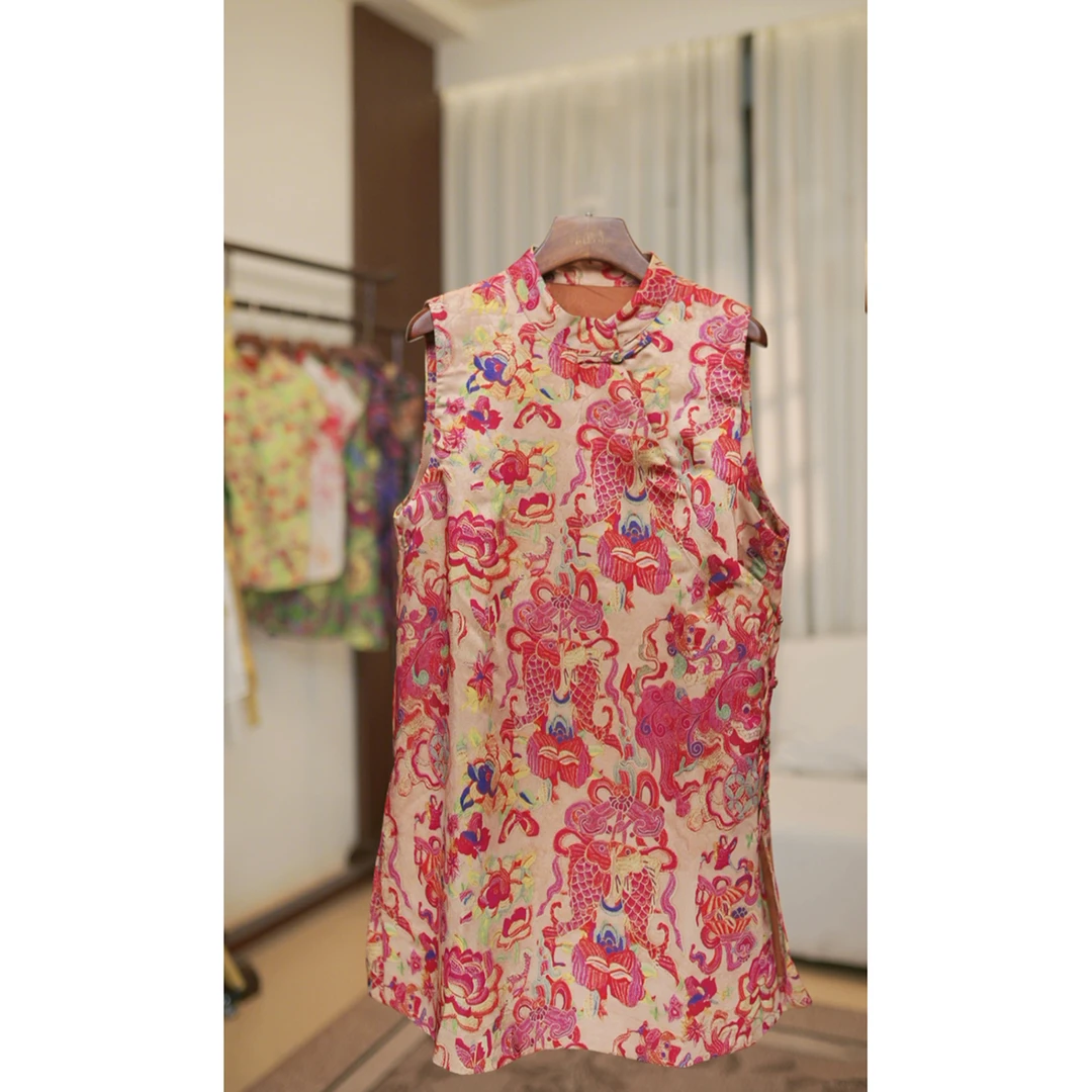 【锦鲤】国风提花无袖上衣女2025新款时尚薄款新中式宽松百搭背心