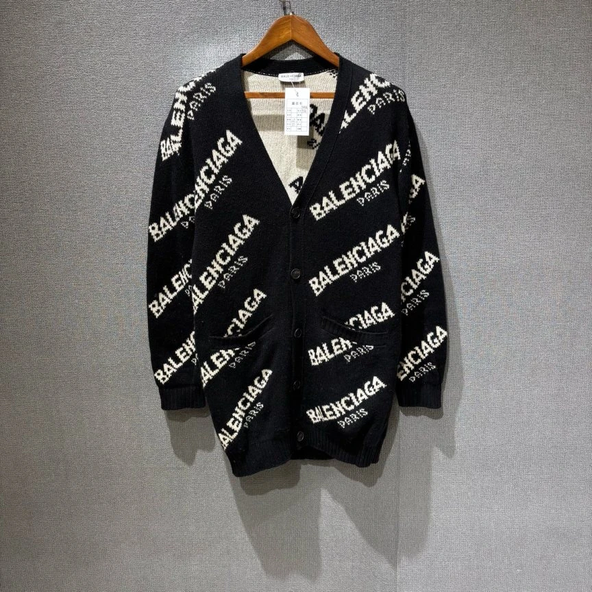 95新 Balenciaga/巴黎世家 （pm）弹幕开衫毛衣 无洗标/0677