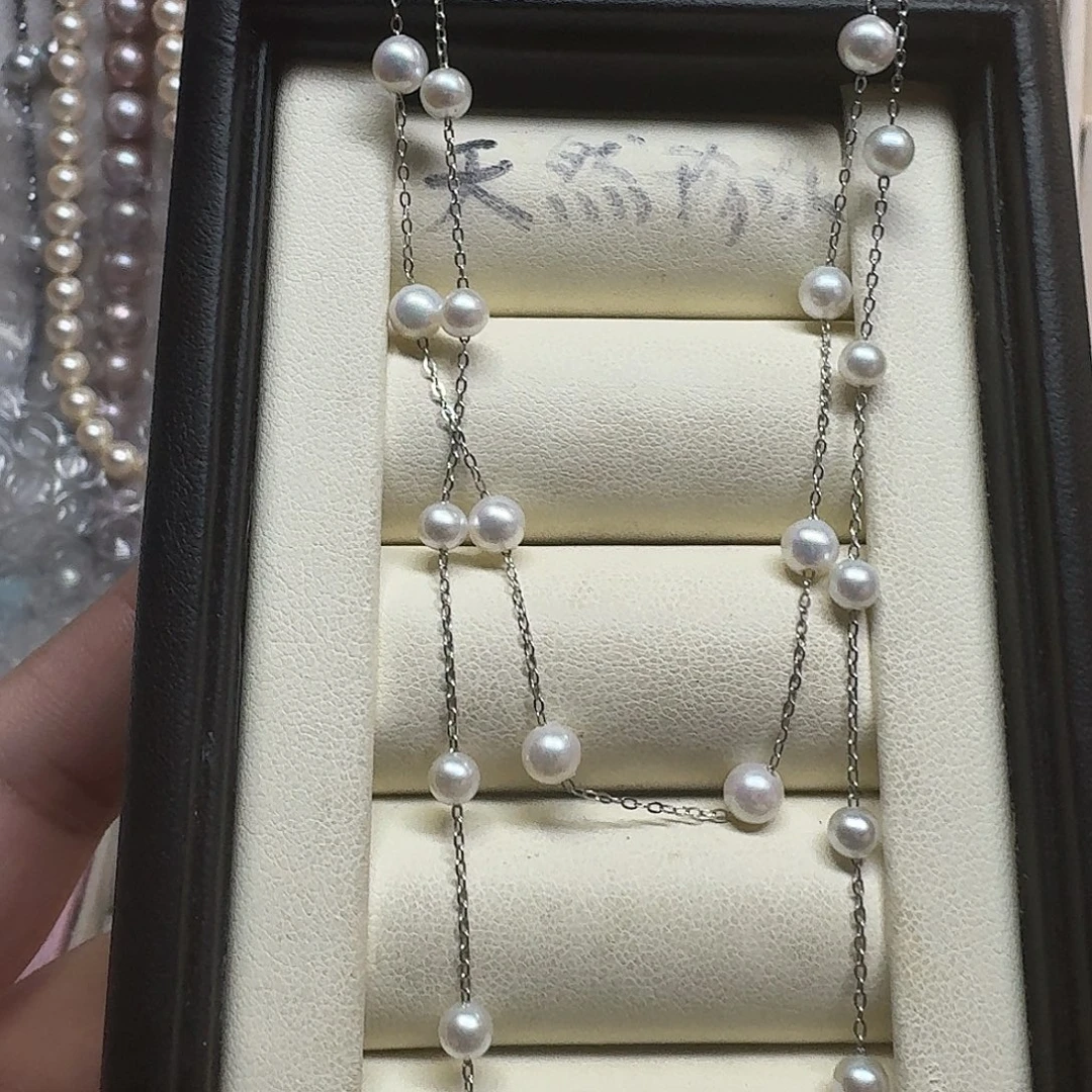 加***一淡水珍珠耳饰银S925镶嵌满天星4-5mm