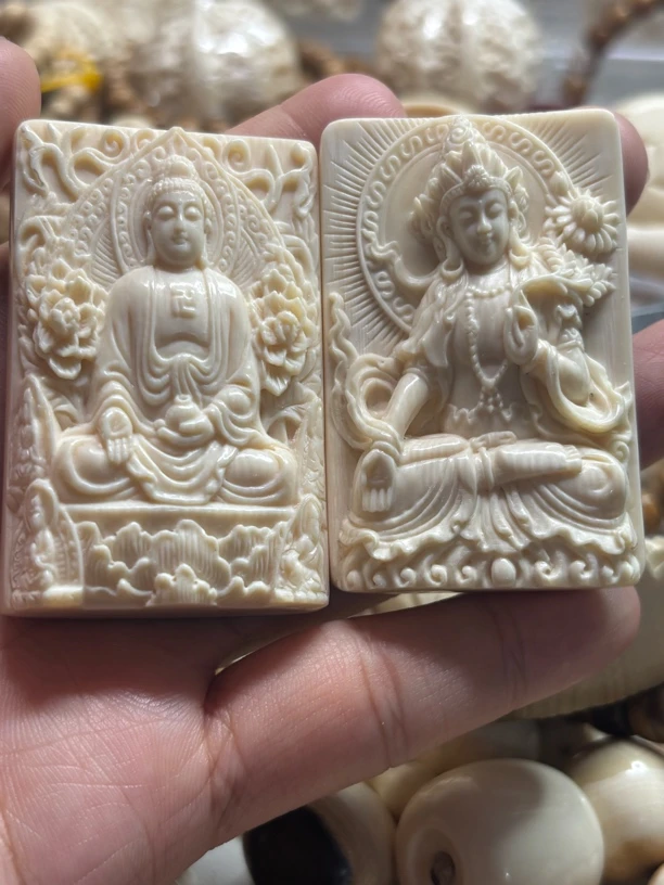 猛犸牙两块牌子吊坠