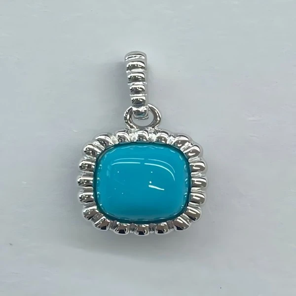 【破冰专属】安曼博S925银绿松石美松小方糖吊坠 BJH0602A