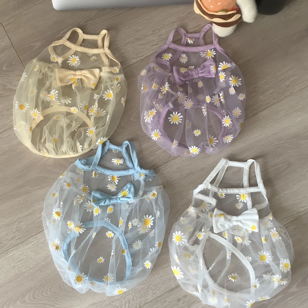 宠物猫咪狗狗夏季网纱防掉毛雏菊泡泡裙可爱仙女风裙子金渐层比熊