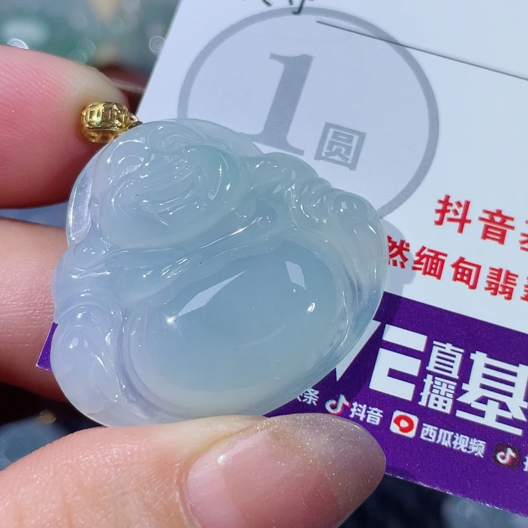 翡翠18K金镶嵌颈饰佛公