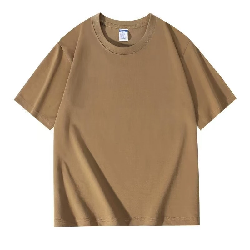纯棉休闲简约短袖宽松型半袖男女同款情侣夏季T恤圆领复古纯色