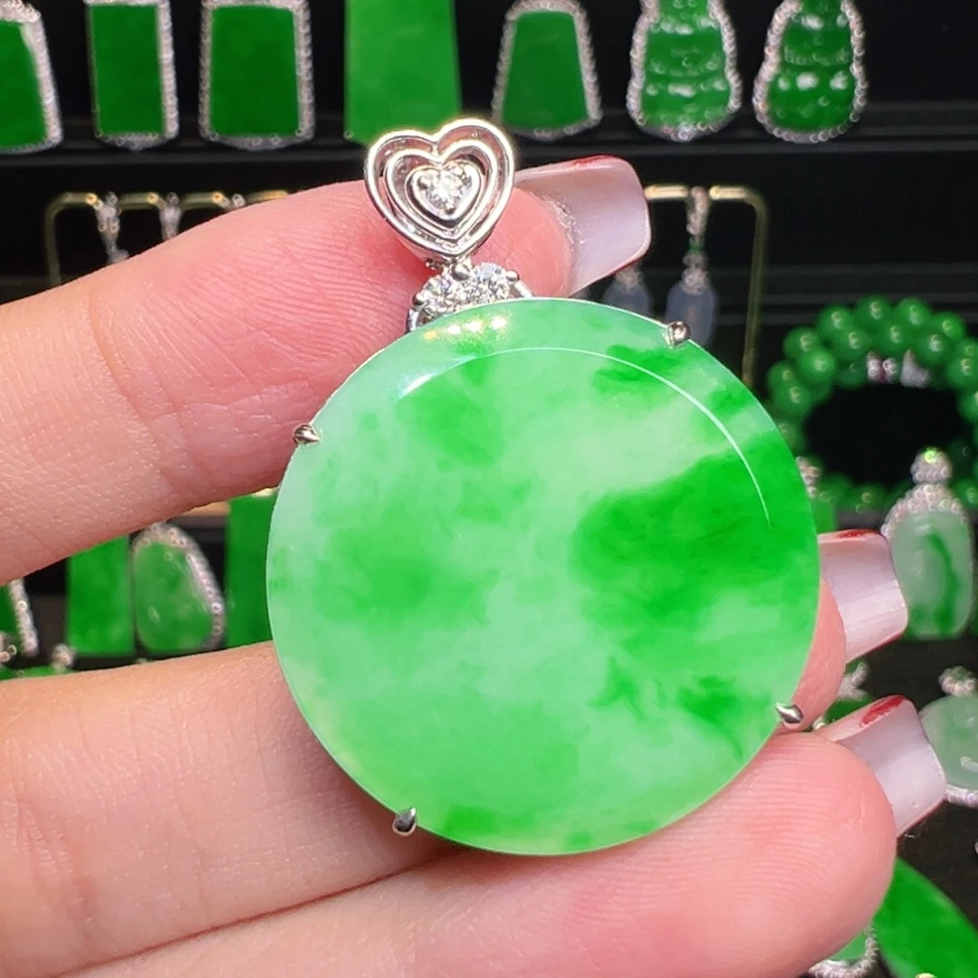 翡翠吊坠(不含链)18K金镶嵌