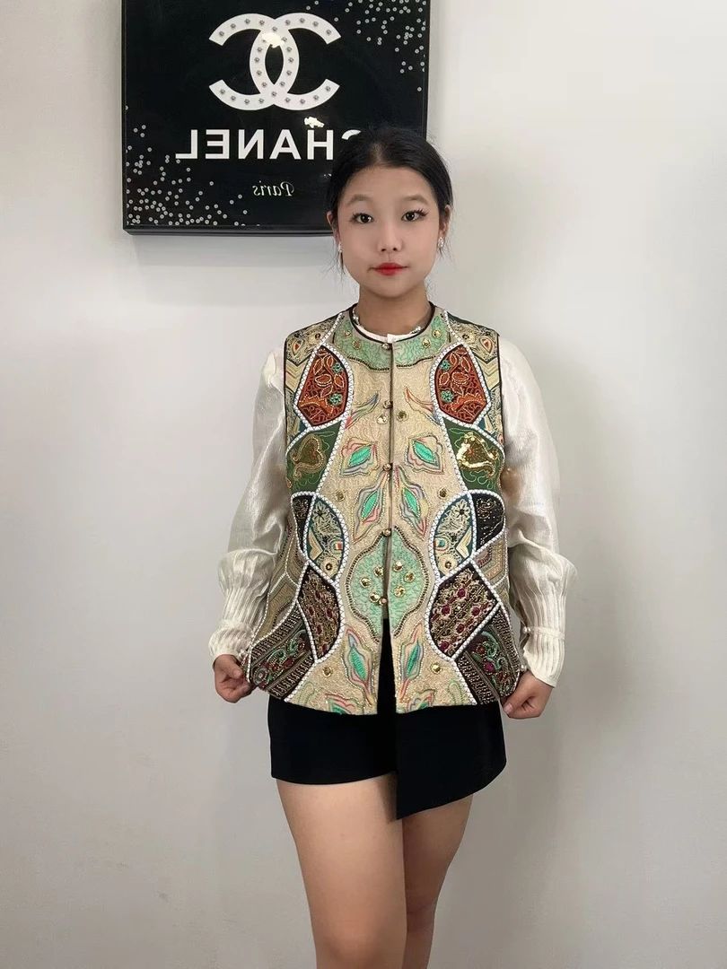 透气桑蚕丝羊毛醋酸亚麻混合链接百搭国风女士秋冬气质短款简约