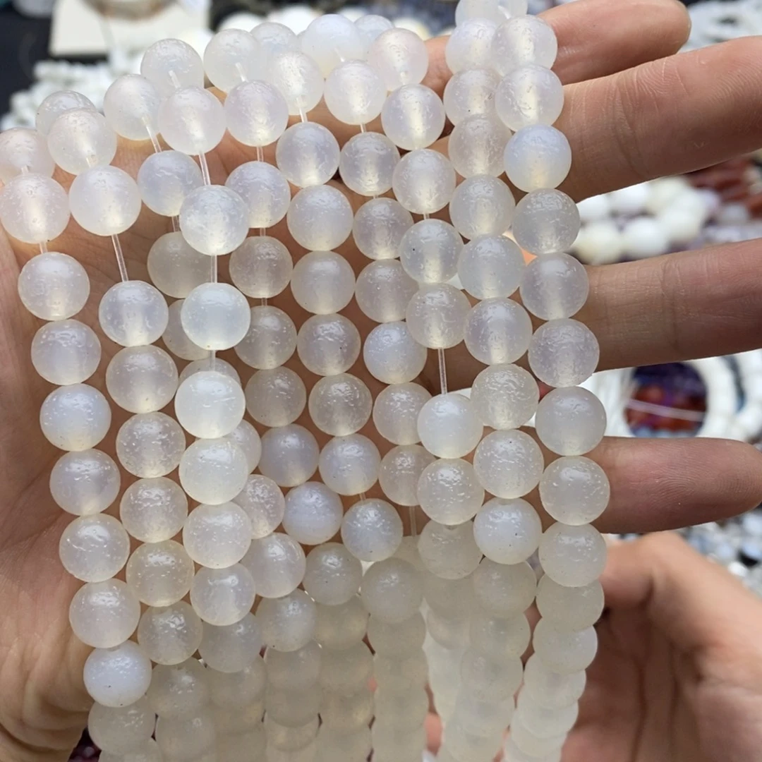 未镶嵌玛瑙/玉髓珠宝半成品一条天然10mm橘皮荔枝冻玛瑙