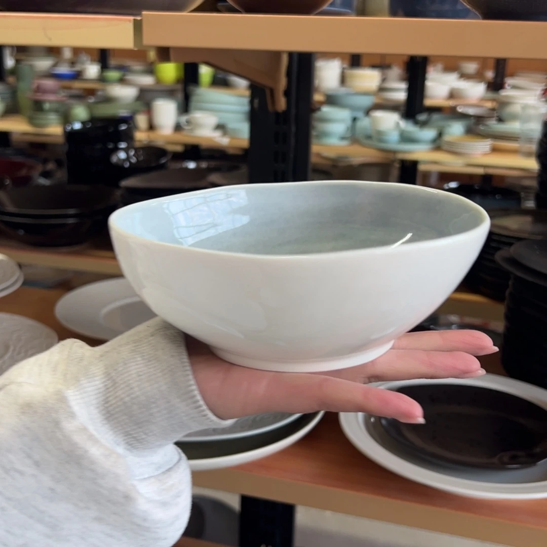 新骨瓷172瑕疵慎拍明微蓝6.25寸面碗碧波