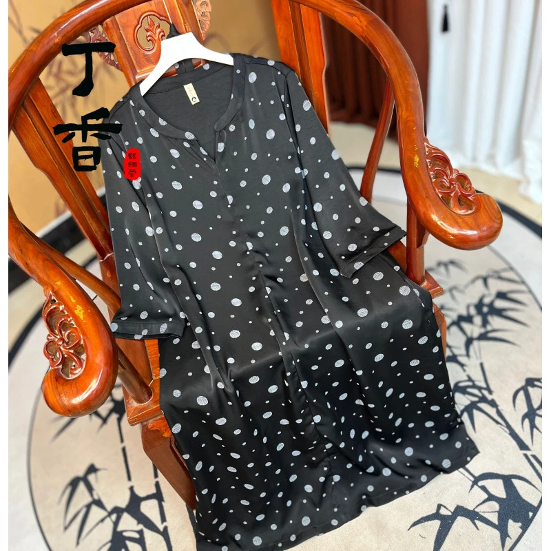 295高端女装国风款气质复古中式连衣裙女