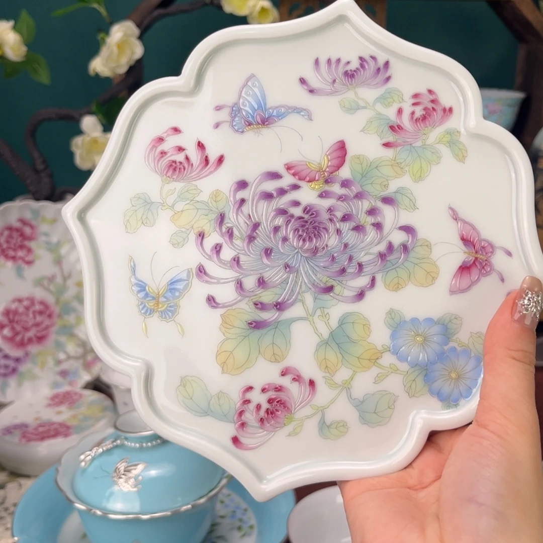 陶摆件景德镇陶瓷茶杯手绘