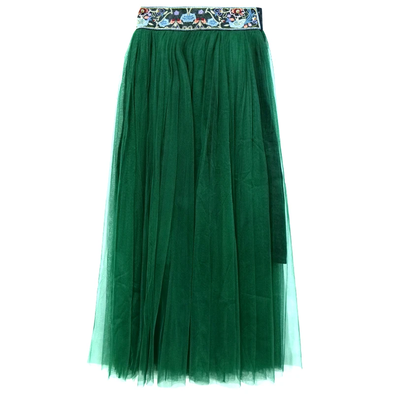 娑尔打籽绣绿色网纱半裙绿色SH2BG02299-黑色SH2BB02267