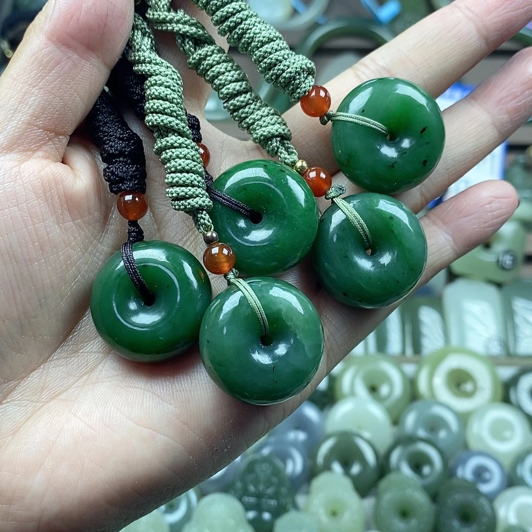 和田玉未镶嵌颈饰碧玉25mm平安扣多样性发1件