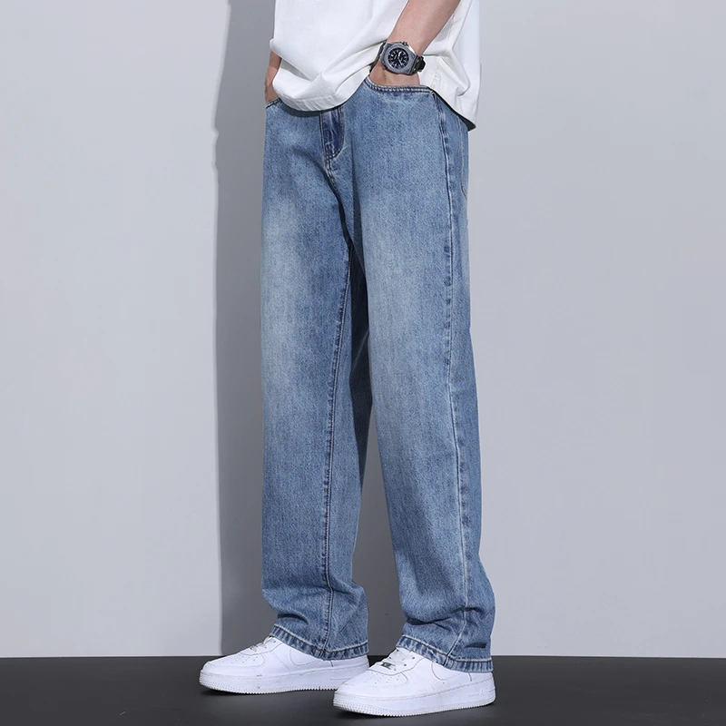 Kuvine2025秋季潮流简约水洗牛仔裤男秋冬复古宽松直筒休闲长裤子