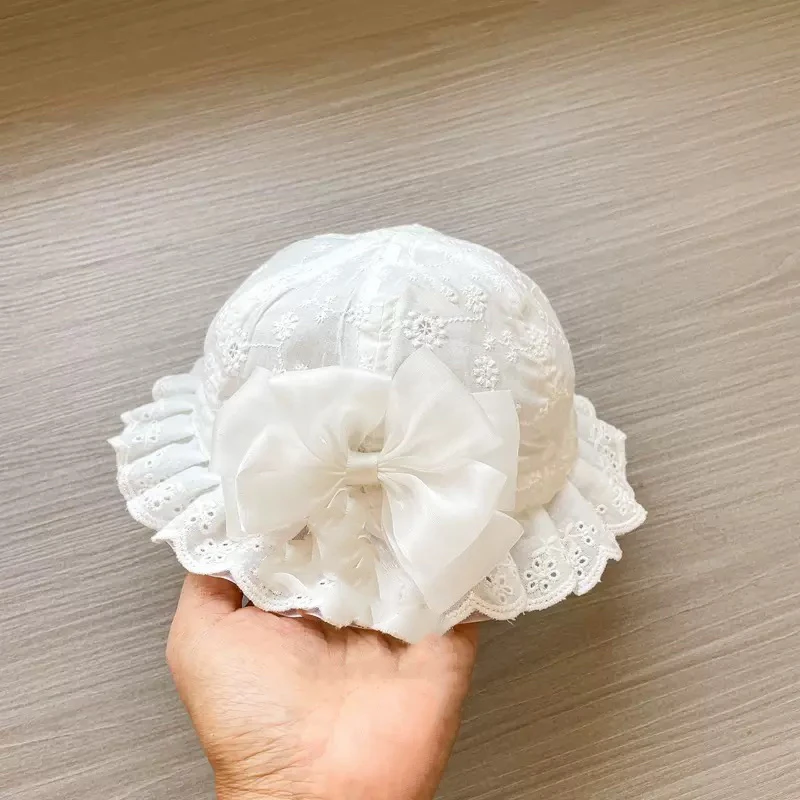 女2025夏季圆顶婴幼儿出游蕾丝公主风婴儿帽胎帽帽子