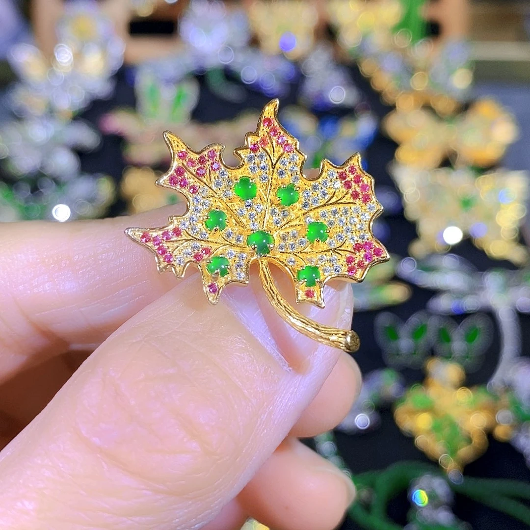 吊坠(不含链)银S925镶嵌翡翠