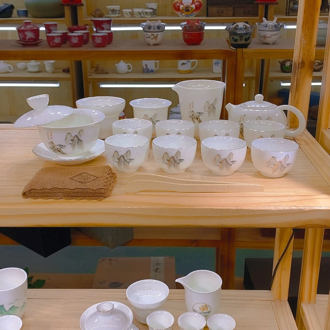 【不止】羊脂玉瓷茶具套装