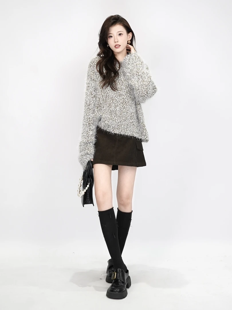 [NEW]针织衫秋冬季长袖针织灯笼袖女装圆领时尚个性