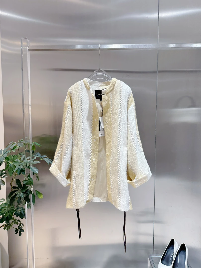 IMMI福福NO退拼色长毛呢宽松长袖衬衫 原3890 NO换