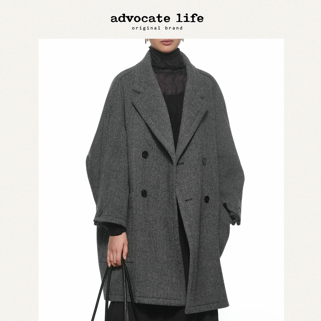 Advocatelife2025冬季新品西装外套女毛呢外套中长款JQ372344H