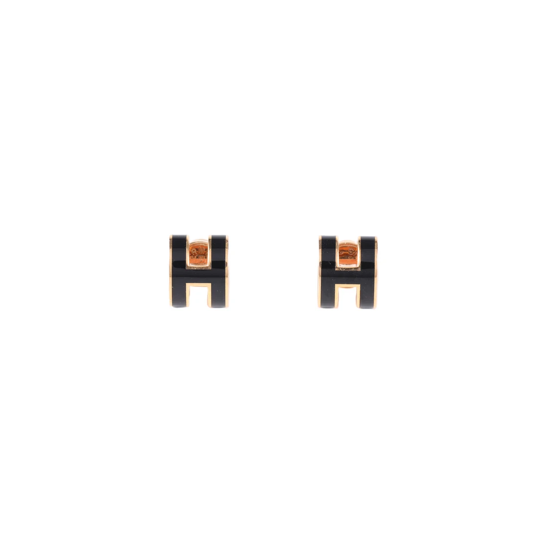 全新未使用 Hermes/爱马仕 活动【小花念念】Pop H耳环 Mini 黑色