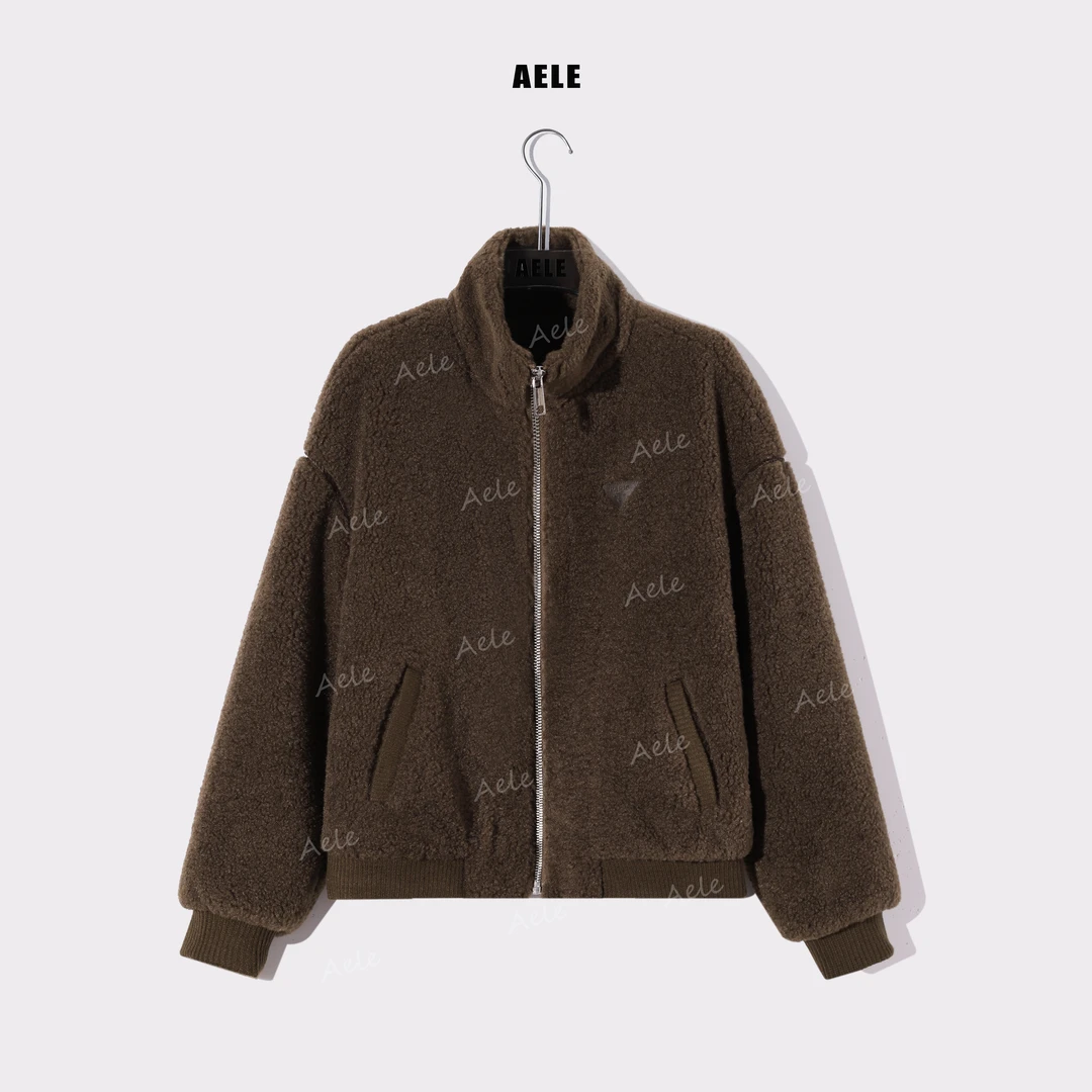 AELE秋冬厚款长袖拉链保暖立领 加厚羊羔绒短外套 R855 3750 AD