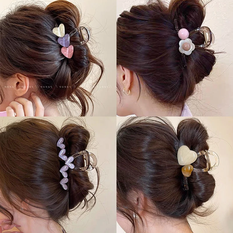 夏季新款果冻色抓夹中号简约高档百搭发夹女后脑勺盘发鲨鱼夹