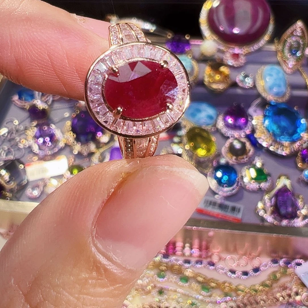 银S925镶嵌红宝石珠宝奇石