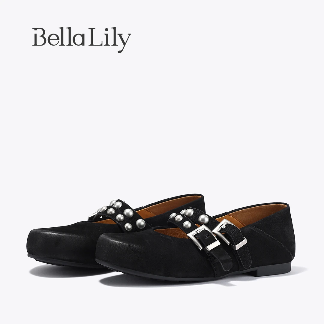 BellaLily2025秋季新款小香风浅口平底单鞋法式芭蕾舞玛丽珍鞋子