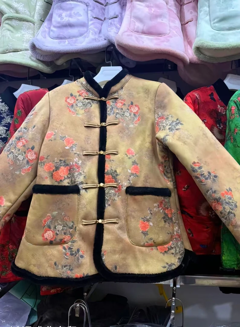 【胖大哥专属】国风棉服加绒加厚冬季保暖小花袄妈妈装时尚中老年