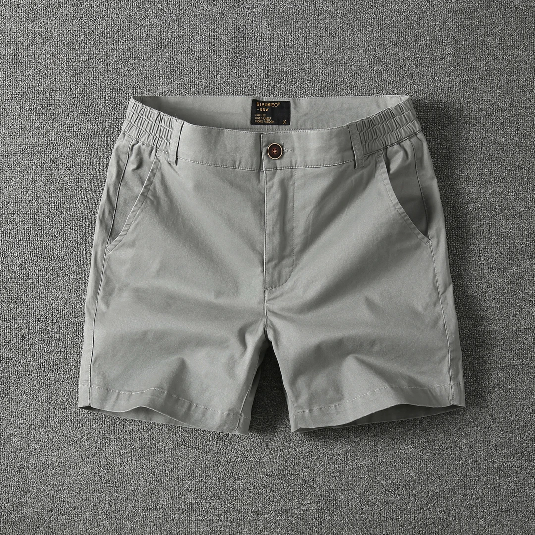 2025夏季男士白色四分裤美式休闲运动裤薄款纯色直筒弹力4分短裤