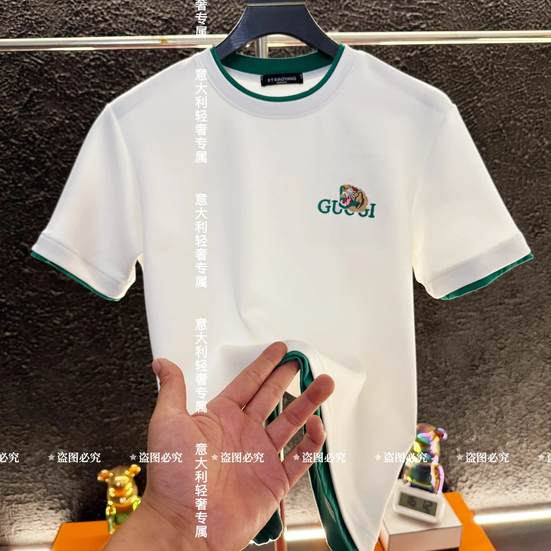 男士圆领轻奢短袖T恤百搭夏季刺绣休闲爆款潮流半袖【老虎】